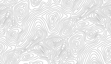 Arazi üzerinde dağ yürüyüşü patikası. Contour arka plan coğrafi şebekesi. Kusursuz vektör topografik harita arkaplanı. Çizgi topoğrafi haritası kusursuz desen.