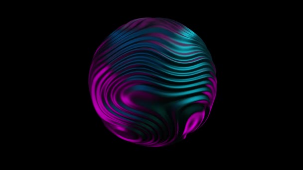 Liquid Sphere animation 3d avec lumière bleue violette. Sphère de morphing abstrait. Animation de boucle sans couture 4k. Fond holographique liquide. — Video