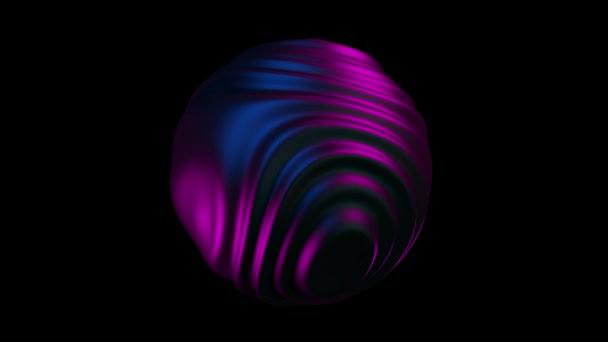 青い紫色の光を持つ液体球3Dアニメーション。アブストラクトモーフィング球。4kシームレスループアニメーション。液体ホログラフィック背景. — ストック動画