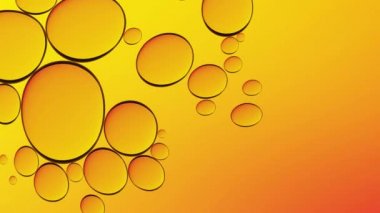 Petrol kabarcıkları kusursuz döngü animasyonu. Suya Kolajen Emülsiyonu. Altın Serum Damlacıkları Kozmetik Konsepti