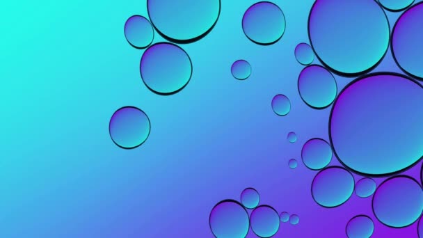 Azul gotas de óleo roxo fundo abstrato. Textura orgânica de bolhas de óleo em loop sem costura de água. — Vídeo de Stock