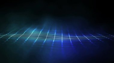 Mavi dalga teknolojisi iş geçmişi. Mavi renkli dumanlı animasyondan soyut mavi dalga. Kusursuz döngü 4K. Büyük veri görselleştirmesi.