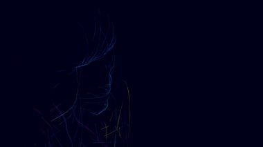 Yapay zeka sinir ağı. Çevrimiçi iş ve iletişim. Kadın bilimi ve bilgisayar eğitimi. Parlak akış ve sanal gerçeklik 4k kusursuz döngü.