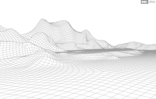 Krajobraz ramki na białym tle. Streszczenie geometrycznej technologii wektorowej. Cyfrowe tło wektorowe 3D. — Wektor stockowy