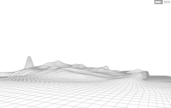 Krajobraz ramki na białym tle. Streszczenie geometrycznej technologii wektorowej. Cyfrowe tło wektorowe 3D. — Wektor stockowy