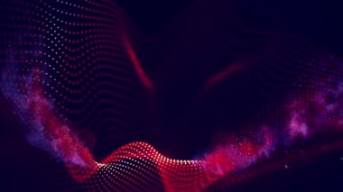 Soyut arkaplansız döngüyü ateşle. Teknoloji geçmişi. Kırmızı soyut parçacıklar.
