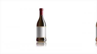 Reklam için şarap şişesi animasyonu. Kusursuz döngü 4k video