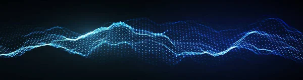 Teknik bakgrund vektor illustration. Digital blå web banner. Ljudvågor och rörelsevågor. — Stock vektor