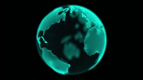 지구는 바 다 없는 고리 4k 를 회전한다. 지구 자전 애니메이션. 커뮤니케이션 네트워크 세계 지도 디자인. 현대 기술 디지털 데이터 지구본. 과학 애니메이션. — 비디오