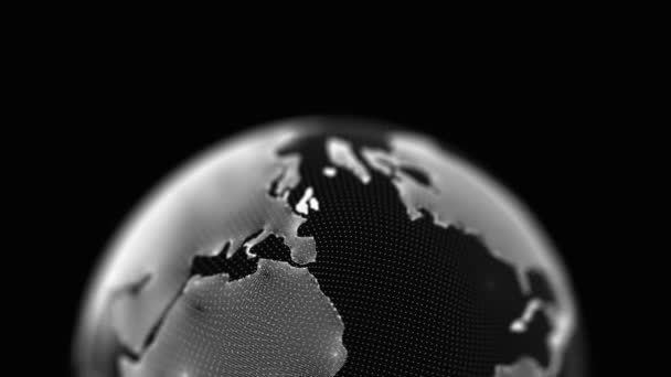 地球回転シームレスループ4k.地球の回転アニメーション。通信ネットワーク世界地図のデザイン。現代の技術デジタルデータの世界。科学アニメーション. — ストック動画