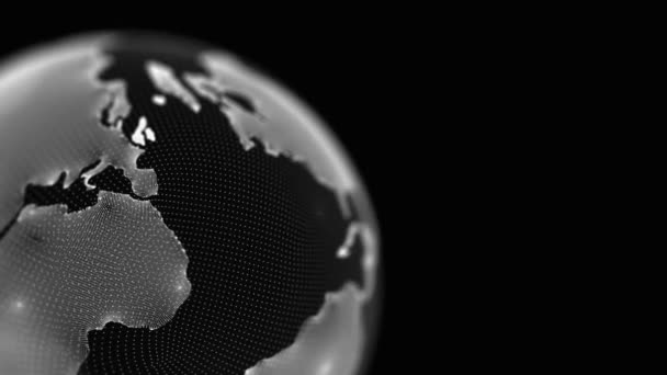 Earth rotating seamless loop 4k. Earth globe rotation animation. Communication network world map design. Modern tech digital data globe. Science animation. — Stock Video