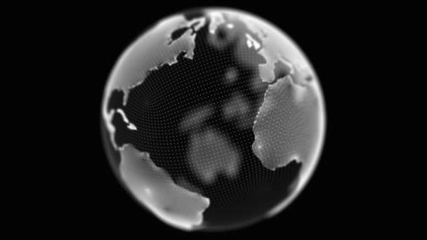 Ziemia obracająca się bez szwu pętla 4k. Animacja obrotu kuli ziemskiej. Projektowanie map świata sieci komunikacyjnej. Nowoczesna technologia cyfrowego globu danych. Animacja nauki. — Wideo stockowe