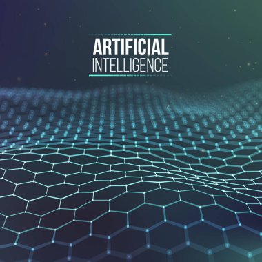 Altıgen arka plan mavisi. Ai Future teknoloji geçmişi. Yapay zeka.
