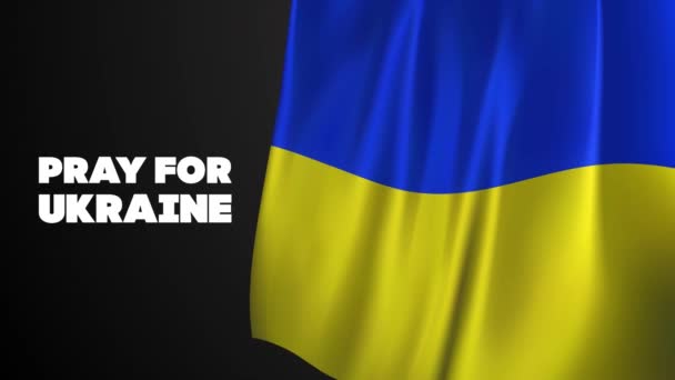 Bandera ucraniana azul amarilla con rezar por letras ucranianas bucle sin costura 4k. Detener la agresión de Rusia contra Ucrania. — Vídeos de Stock