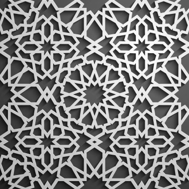 İslami süs vektörü, Pers güdüsü. 3 boyutlu ramazan İslami desen elementleri. Geometrik logo şablonu ayarlandı. Dairesel süslemeli Arapça semboller vektörü .