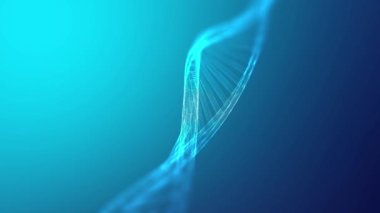 Kusursuz bir şekilde dönen DNA genomu. Biyolojik genetik tıp bilimi. Gen sarmalı model 4k hareket arkaplanı. Moleküler biyoloji gelecekteki kavram.