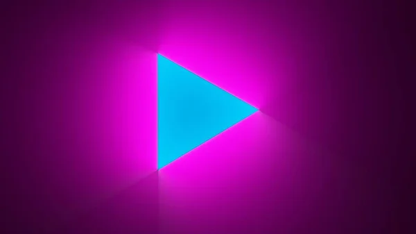 Neon play button music illustration. Neon triangle lamps . — ストック写真