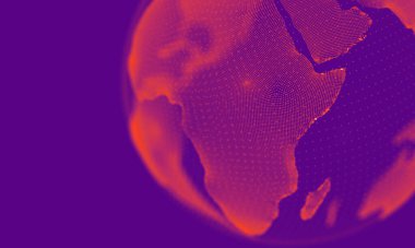 Soyut Mor Geometrik Arkaplan. Bağlantı yapısı. Bilim geçmişi. Gelecekçi Teknoloji HUD elementi. birleştirici noktalar ve çizgiler .