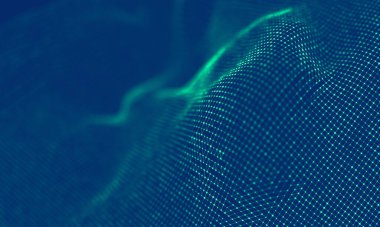 Soyut Mavi Geometrik Arkaplan. Bağlantı yapısı. Bilim geçmişi. Gelecekçi Teknoloji HUD elementi. Noktalar ve çizgiler birleşiyor. Büyük Veri Görselleştirme Şirketi .