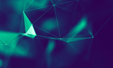 Soyut Mavi Geometrik Arkaplan. Bağlantı yapısı. Bilim geçmişi. Gelecekçi Teknoloji HUD elementi. Noktalar ve çizgiler birleşiyor. Büyük Veri Görselleştirme Şirketi .