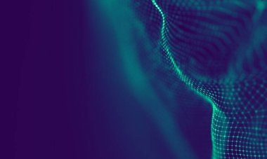 Soyut Mavi Geometrik Arkaplan. Bağlantı yapısı. Bilim geçmişi. Gelecekçi Teknoloji HUD elementi. Noktalar ve çizgiler birleşiyor. Büyük Veri Görselleştirme Şirketi .