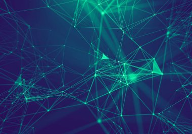 Soyut Mavi Geometrik Arkaplan. Bağlantı yapısı. Bilim geçmişi. Gelecekçi Teknoloji HUD elementi. Noktalar ve çizgiler birleşiyor. Büyük Veri Görselleştirme Şirketi .