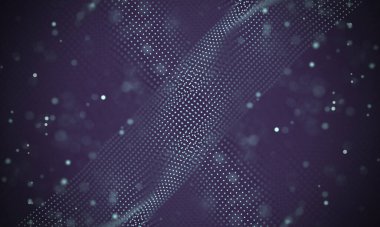 Poligonal yüzey soyut fütüristik Illustration. Düşük Poli noktalar ve çizgiler koyu arka plan üzerinde bağlanma şekli. 3D render