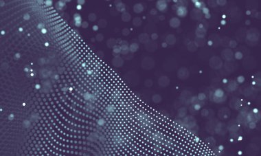 Poligonal yüzey soyut fütüristik Illustration. Düşük Poli noktalar ve çizgiler koyu arka plan üzerinde bağlanma şekli. 3D render