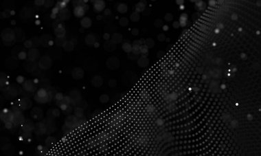 Poligonal yüzey soyut fütüristik Illustration. Düşük Poli noktalar ve çizgiler koyu arka plan üzerinde bağlanma şekli. 3D render