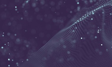 Poligonal yüzey soyut fütüristik Illustration. Düşük Poli noktalar ve çizgiler koyu arka plan üzerinde bağlanma şekli. 3D render