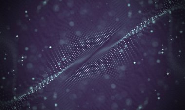 Poligonal yüzey soyut fütüristik Illustration. Düşük Poli noktalar ve çizgiler koyu arka plan üzerinde bağlanma şekli. 3D render