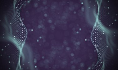 Poligonal yüzey soyut fütüristik Illustration. Düşük Poli noktalar ve çizgiler koyu arka plan üzerinde bağlanma şekli. 3D render