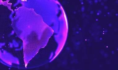 Poligonal yüzey soyut fütüristik Illustration. Düşük Poli noktalar ve çizgiler koyu arka plan üzerinde bağlanma şekli. 3D render