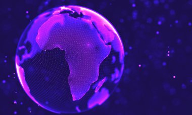 Poligonal yüzey soyut fütüristik Illustration. Düşük Poli noktalar ve çizgiler koyu arka plan üzerinde bağlanma şekli. 3D render