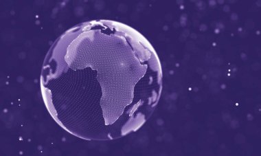 Poligonal yüzey soyut fütüristik Illustration. Düşük Poli noktalar ve çizgiler koyu arka plan üzerinde bağlanma şekli. 3D render