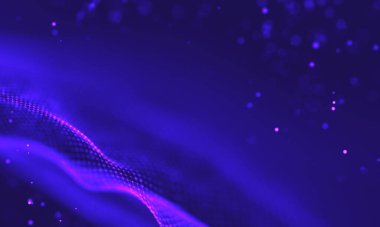 Poligonal yüzey soyut fütüristik Illustration. Düşük Poli noktalar ve çizgiler koyu arka plan üzerinde bağlanma şekli. 3D render