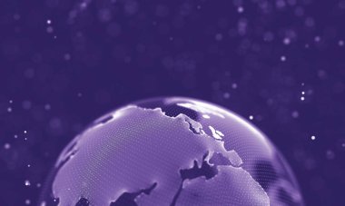 Poligonal yüzey soyut fütüristik Illustration. Düşük Poli noktalar ve çizgiler koyu arka plan üzerinde bağlanma şekli. 3D render