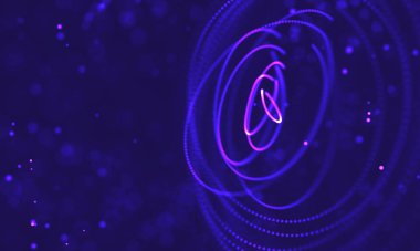 Poligonal yüzey soyut fütüristik Illustration. Düşük Poli noktalar ve çizgiler koyu arka plan üzerinde bağlanma şekli. 3D render