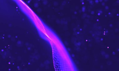 Poligonal yüzey soyut fütüristik Illustration. Düşük Poli noktalar ve çizgiler koyu arka plan üzerinde bağlanma şekli. 3D render