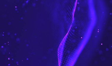 Poligonal yüzey soyut fütüristik Illustration. Düşük Poli noktalar ve çizgiler koyu arka plan üzerinde bağlanma şekli. 3D render