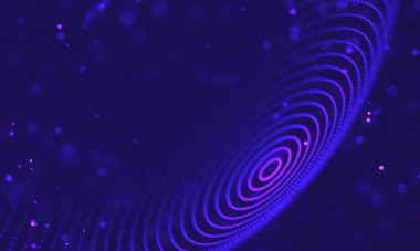 Poligonal yüzey soyut fütüristik Illustration. Düşük Poli noktalar ve çizgiler koyu arka plan üzerinde bağlanma şekli. 3D render