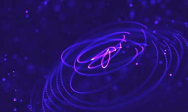 Poligonal yüzey soyut fütüristik Illustration. Düşük Poli noktalar ve çizgiler koyu arka plan üzerinde bağlanma şekli. 3D render