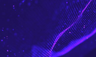 Poligonal yüzey soyut fütüristik Illustration. Düşük Poli noktalar ve çizgiler koyu arka plan üzerinde bağlanma şekli. 3D render