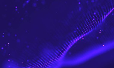 Poligonal yüzey soyut fütüristik Illustration. Düşük Poli noktalar ve çizgiler koyu arka plan üzerinde bağlanma şekli. 3D render