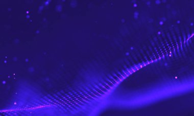 Poligonal yüzey soyut fütüristik Illustration. Düşük Poli noktalar ve çizgiler koyu arka plan üzerinde bağlanma şekli. 3D render