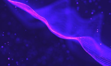 Poligonal yüzey soyut fütüristik Illustration. Düşük Poli noktalar ve çizgiler koyu arka plan üzerinde bağlanma şekli. 3D render