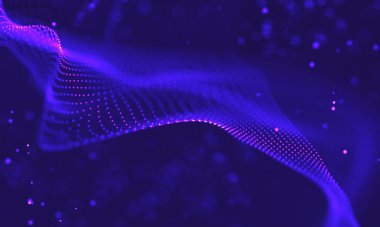 Poligonal yüzey soyut fütüristik Illustration. Düşük Poli noktalar ve çizgiler koyu arka plan üzerinde bağlanma şekli. 3D render