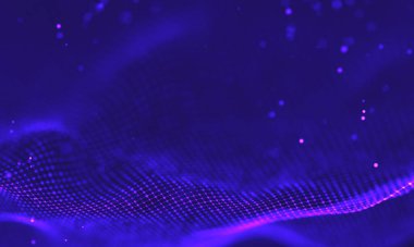 Poligonal yüzey soyut fütüristik Illustration. Düşük Poli noktalar ve çizgiler koyu arka plan üzerinde bağlanma şekli. 3D render