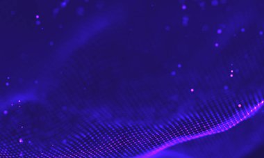 Poligonal yüzey soyut fütüristik Illustration. Düşük Poli noktalar ve çizgiler koyu arka plan üzerinde bağlanma şekli. 3D render