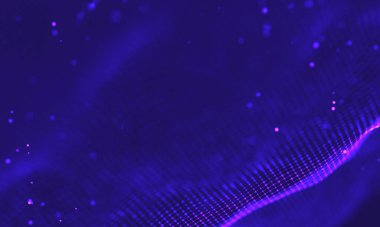 Poligonal yüzey soyut fütüristik Illustration. Düşük Poli noktalar ve çizgiler koyu arka plan üzerinde bağlanma şekli. 3D render